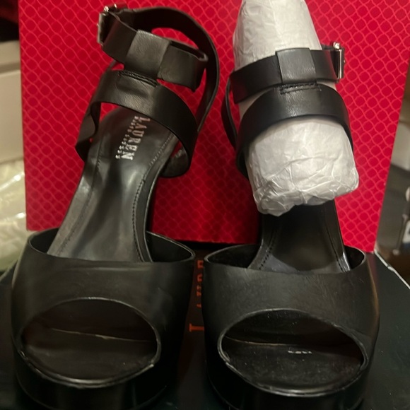 Lauren Ralph Lauren Saydee Leather Platform Heels Burnished Vachetta black - Picture 4 of 7